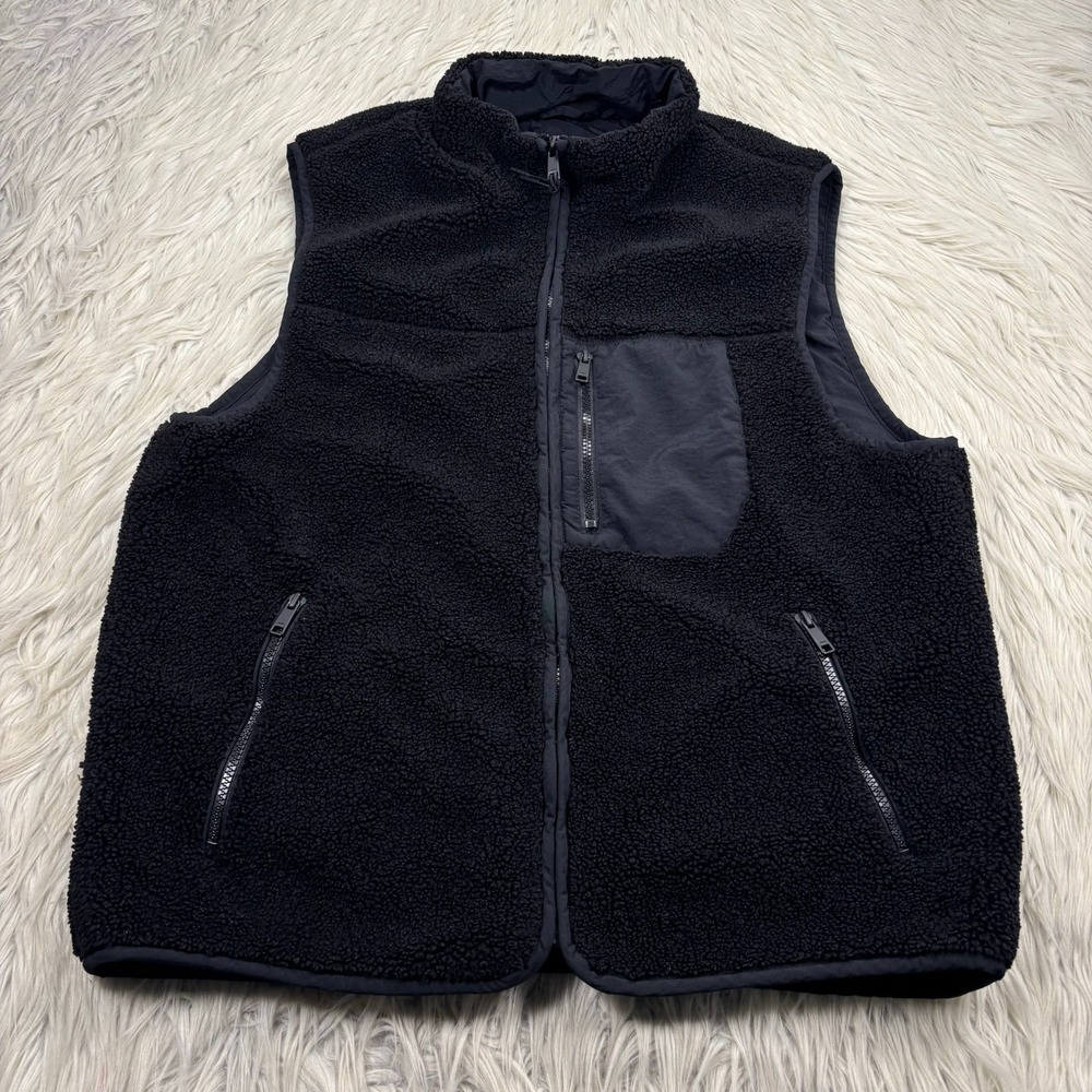 Zara Women's Unisex S M Oversized Black Sherpa Vest Gorpcore Hiking Dopamine